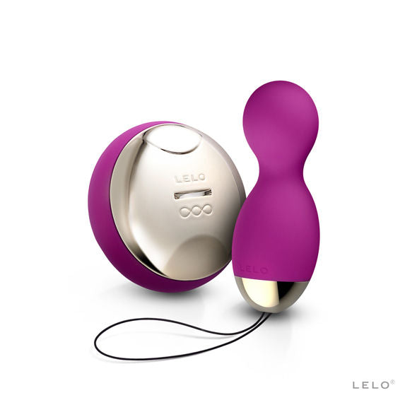Deux éléments violets foncé LELO Hula Beads avec commande ronde argentée et cordon noir