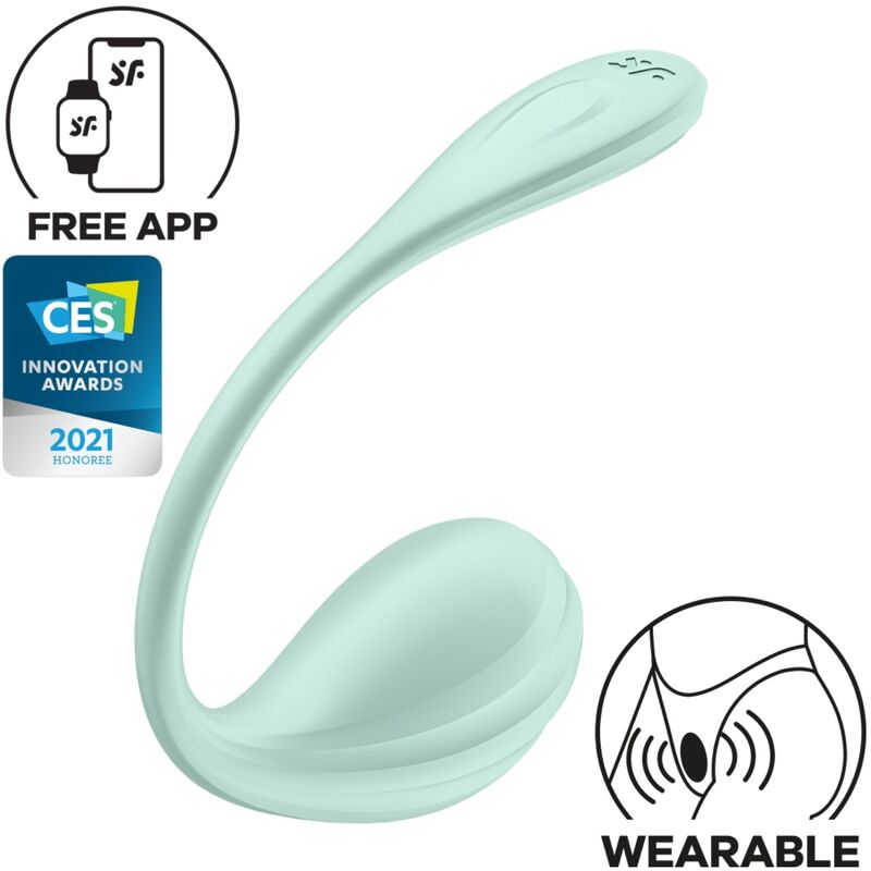 Satisfyer Smooth Petal vert d'eau, vibromasseur point G connecté