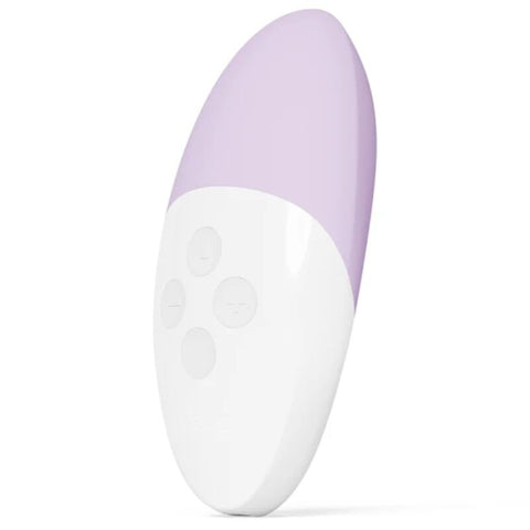 Stimulateur LELO Siri 3 lavande et blanc, forme ovale avec quatre boutons ronds sur la face