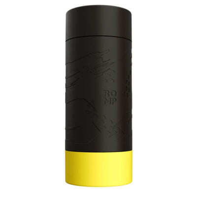 Masturbateur ROMP Dash noir en cylindre fermé, reliefs discrets et base jaune