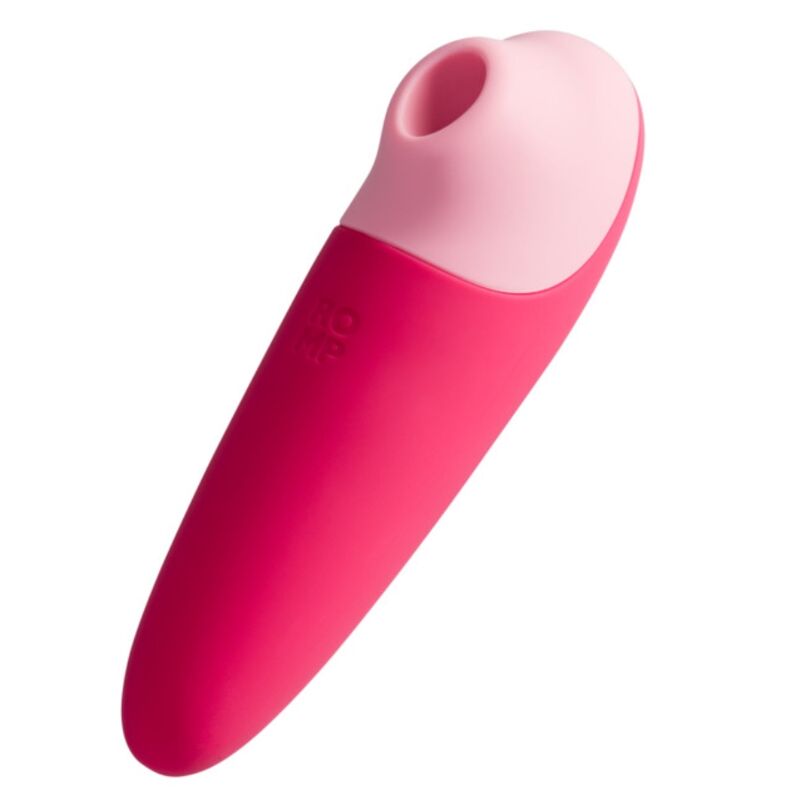 Stimulateur ROMP Shine X rose foncé à tête rose pâle, ouverture ovale et corps allongé