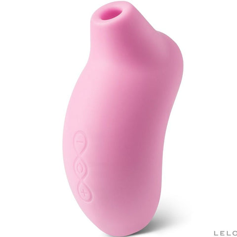 Stimulateur rose pâle LELO Sona vu de profil, ouverture ovale en haut et trois boutons sur le côté