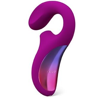 Stimulateur violet LELO Enigma Cruise en forme de C, avec branche recourbée et panneau latéral brillant