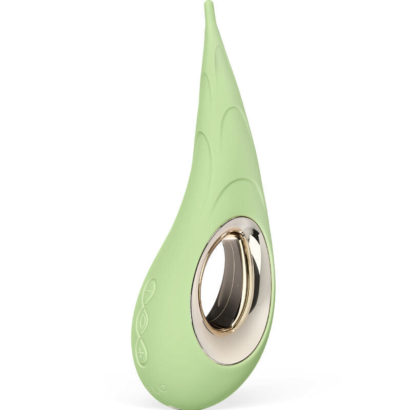 Stimulateur vert pistache LELO Dot Cruise à pointe fine, avec partie ovale argentée sur le côté
