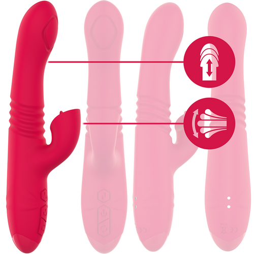 Schéma du dispositif rouge montrant la pointe mobile, les tiges latérales et trois boutons de commande