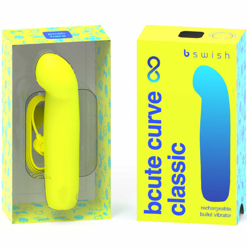 Coffret ouvert contenant le dispositif jaune vif et son câble jaune, avec la boîte fermée à côté