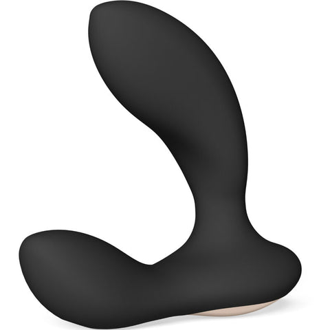 Masseur noir LELO Hugo 2 à deux branches courbées, avec petite pièce argentée sous la base
