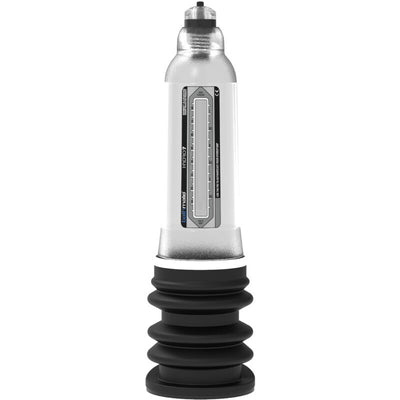 Pompe à eau Bathmate Hydro7, cylindre argenté gradué et soufflet noir à la base