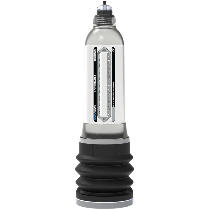 Pompe à eau Bathmate Hydromax 8, cylindre transparent gradué et large soufflet noir à la base