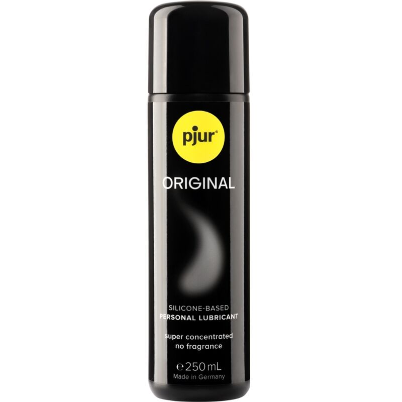 Flacon noir Pjur Original de 250 ml, lubrifiant à base de silicone, pastille jaune pjur