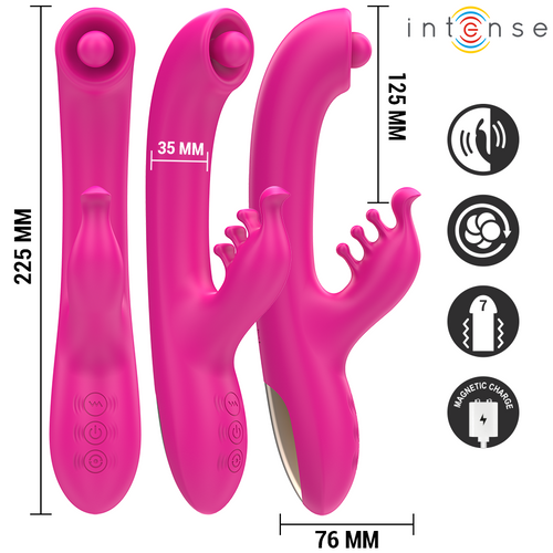 Trois vues cotées du dispositif rose : 225 mm de haut, 125 mm de tige et 76 mm à la base