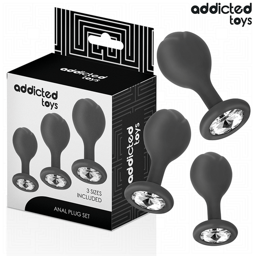 Coffret du kit de 3 plugs anaux à base ornée d'un cristal