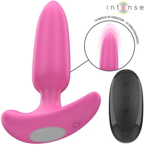 Plug rose à base courbe avec télécommande noire et 10 modes de vibration indiqués