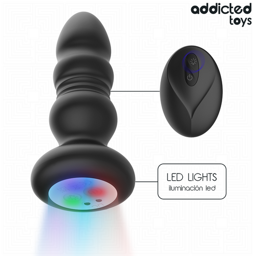Base du plug noir éclairée de plusieurs couleurs, avec télécommande et mention LED Lights