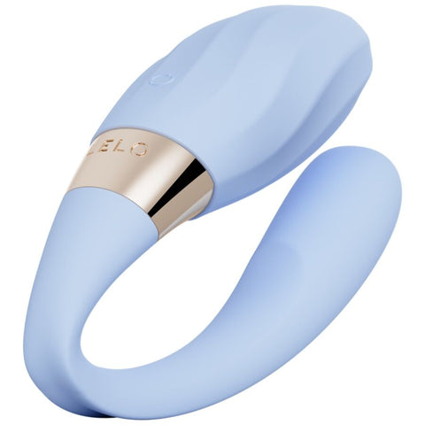 Dispositif bleu clair LELO Tiani Twist en U, avec deux branches courbes et une bande dorée