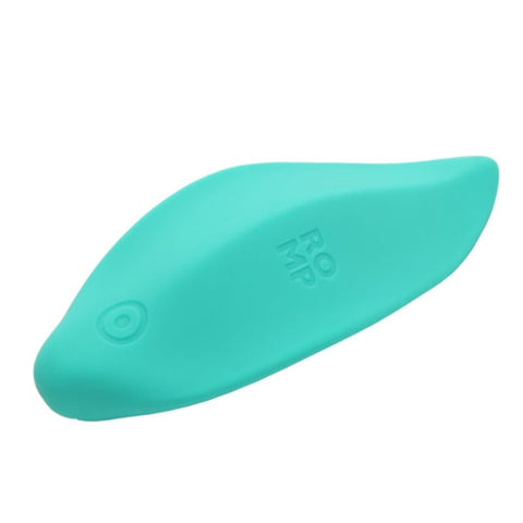 Stimulateur ROMP Wave vert menthe, plat et courbé, avec bouton rond et pointe effilée