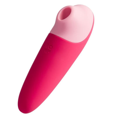 Stimulateur ROMP Shine X rose foncé à tête rose pâle, ouverture ovale et corps allongé